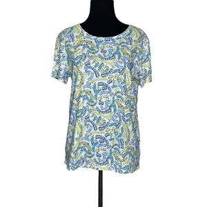 Croft & Barrow white leaves print short sleeves tee size PM